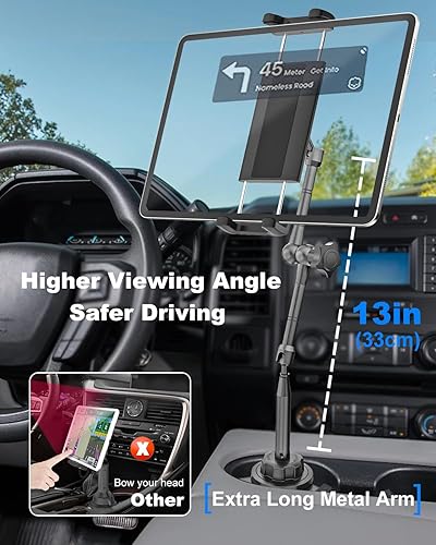 Miniatura 3 de Soporte de metal resistente para tableta de automóvil, ajuste de un solo toque, soporte mágico para vasos de brazo para automóvil, SUV, camiones,