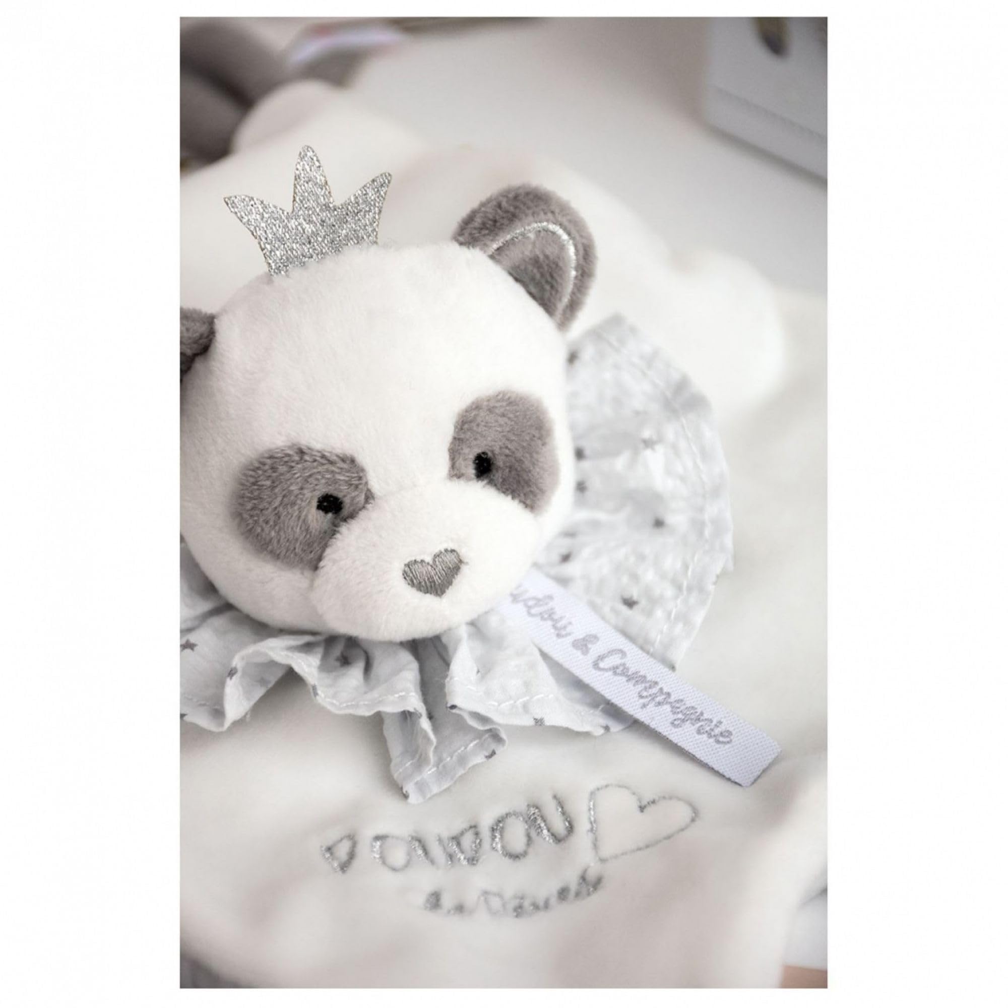 Doudou plat Panda Attrape-rêve Doudou et Compagnie 20 cm Gris