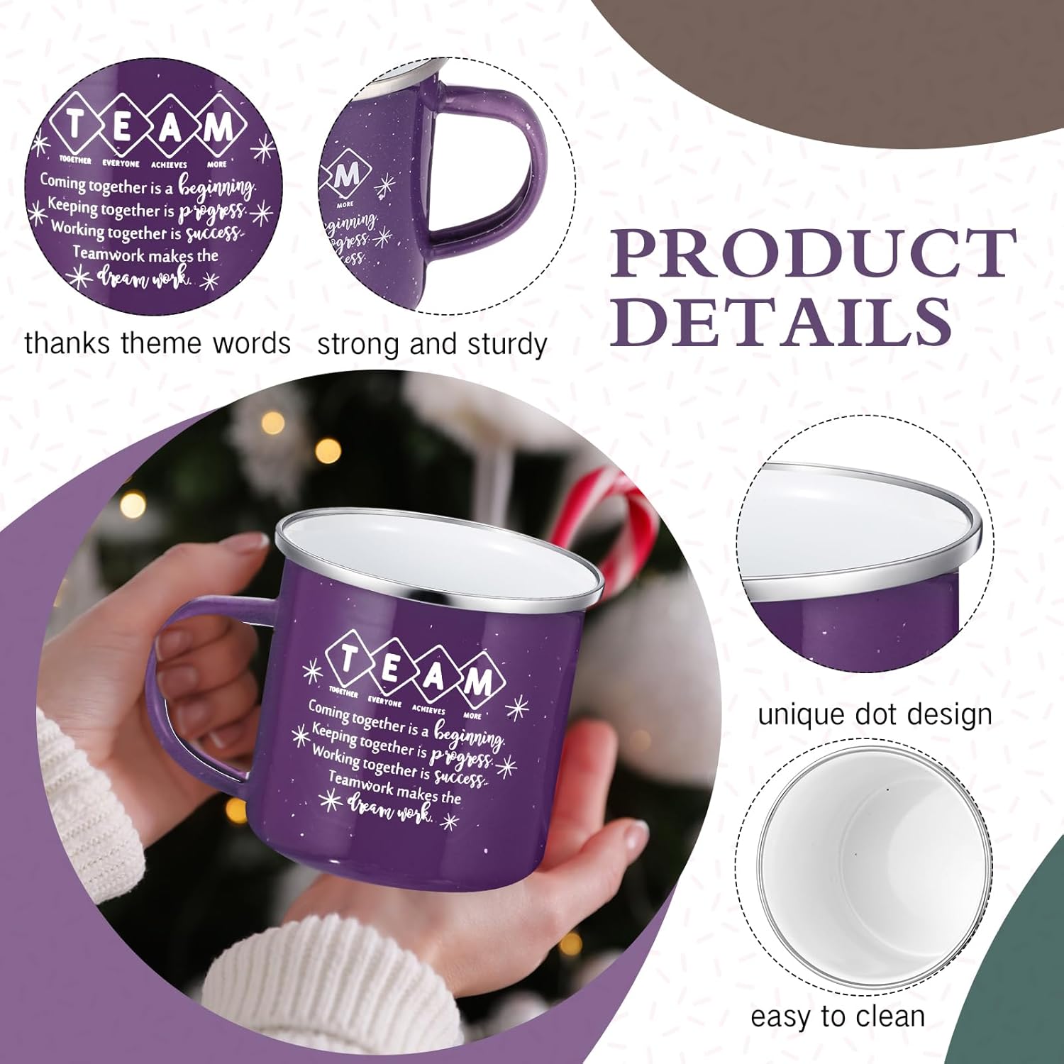 Norme 6 Pcs Team Gifts Bulk for Employee Coworker Office Staff from Boss, Welcome Best Team Ever Enamel Coffee Mugs 12oz Thank You Appreciation Gift for Social Worker Teacher Nurse (Colored) - Image 4