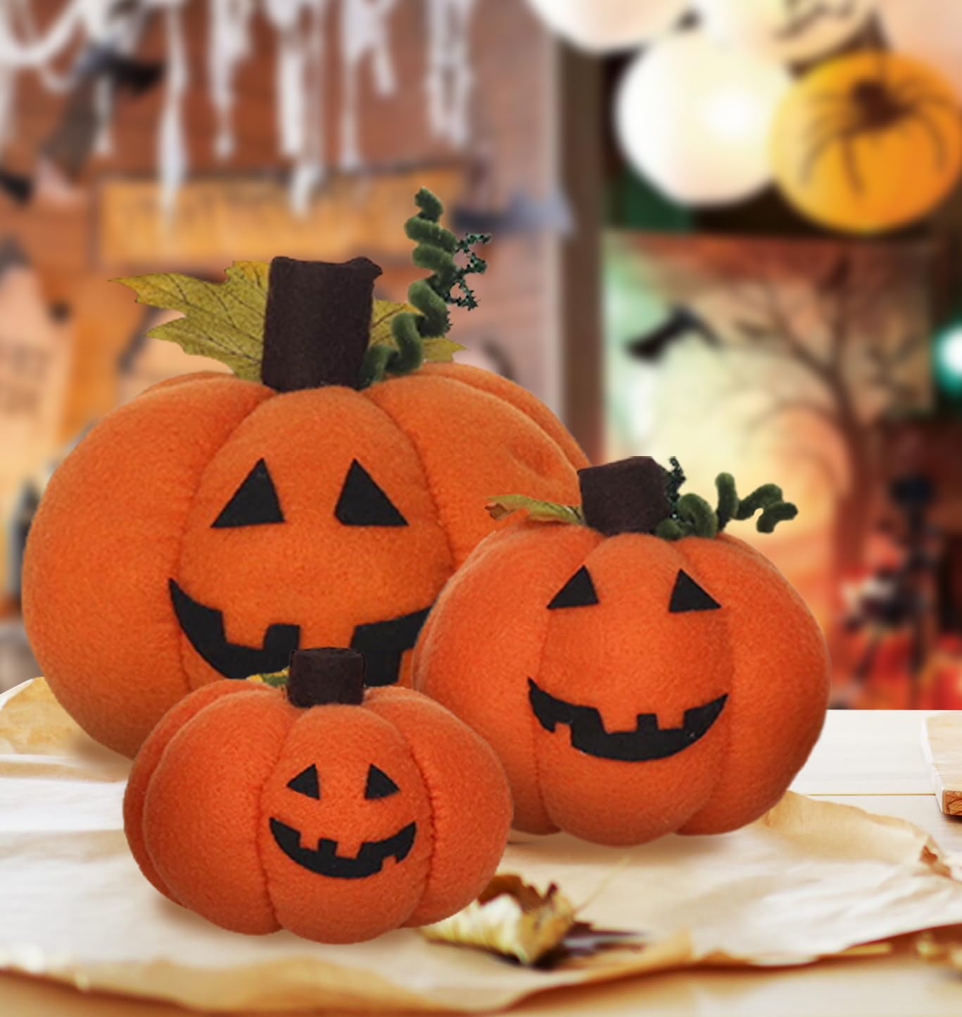 UQJE Jack-O-Lantern Sofa Ornament Soft Pumpkin Sofa Cushion Rustic Autumn Wedding Centrepiece PP Filler 6-15in