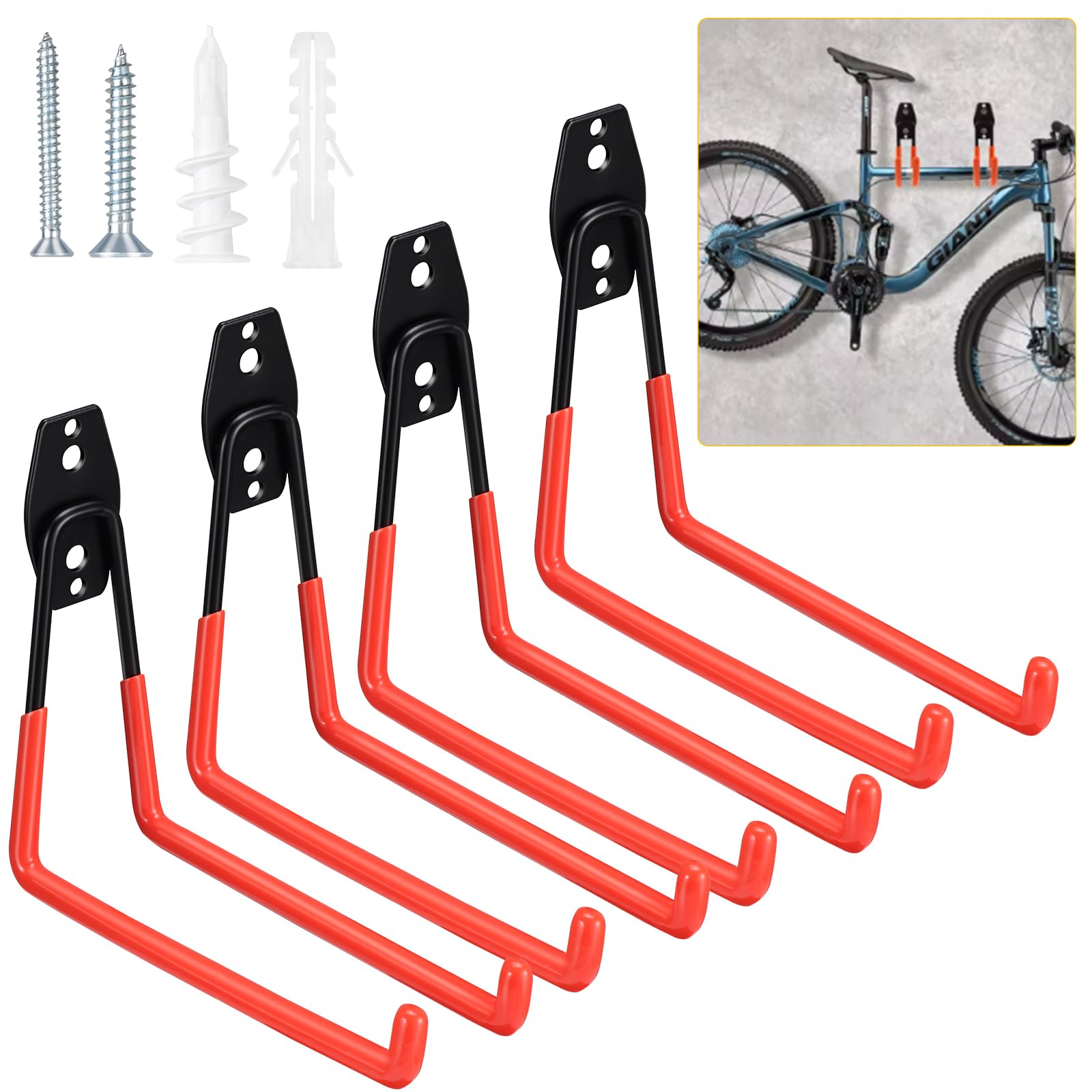 Maxentico 4 stuks wandkledinghaken, robuuste wandhaken, zwarte wandhaken, metalen J-haken voor