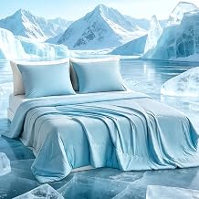 Tokokimo Cooling Comforter Set King Size with 2 Pillowcases, Cooling Blanket for Hot Sleepers and Night Sweats, Blue Silk Smooth & Lightweight Blanket for Summer, 104x90 Inches, Soft Bedding Set