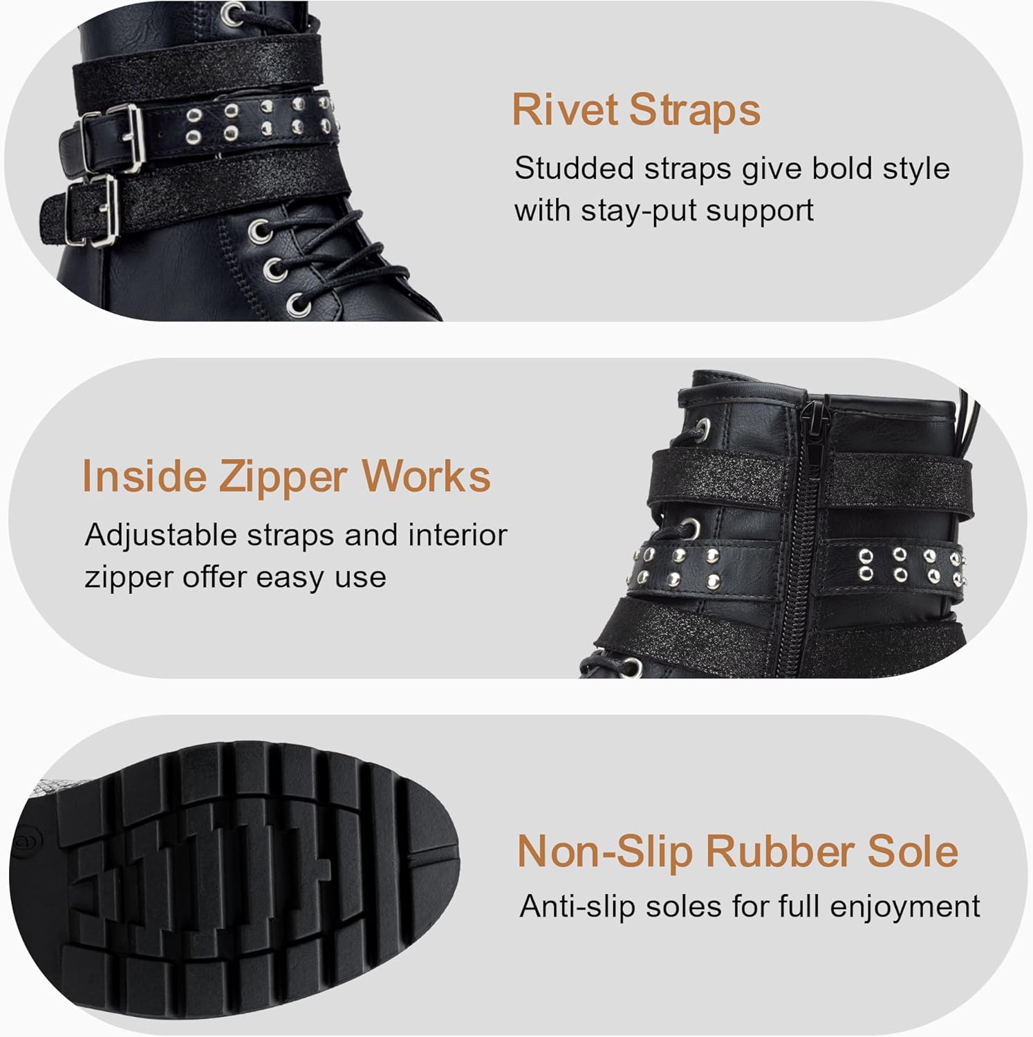 Vepose Women's 916 Ankle Boots, Combat Lace up Short Booties with Inside Zipper - Image 3