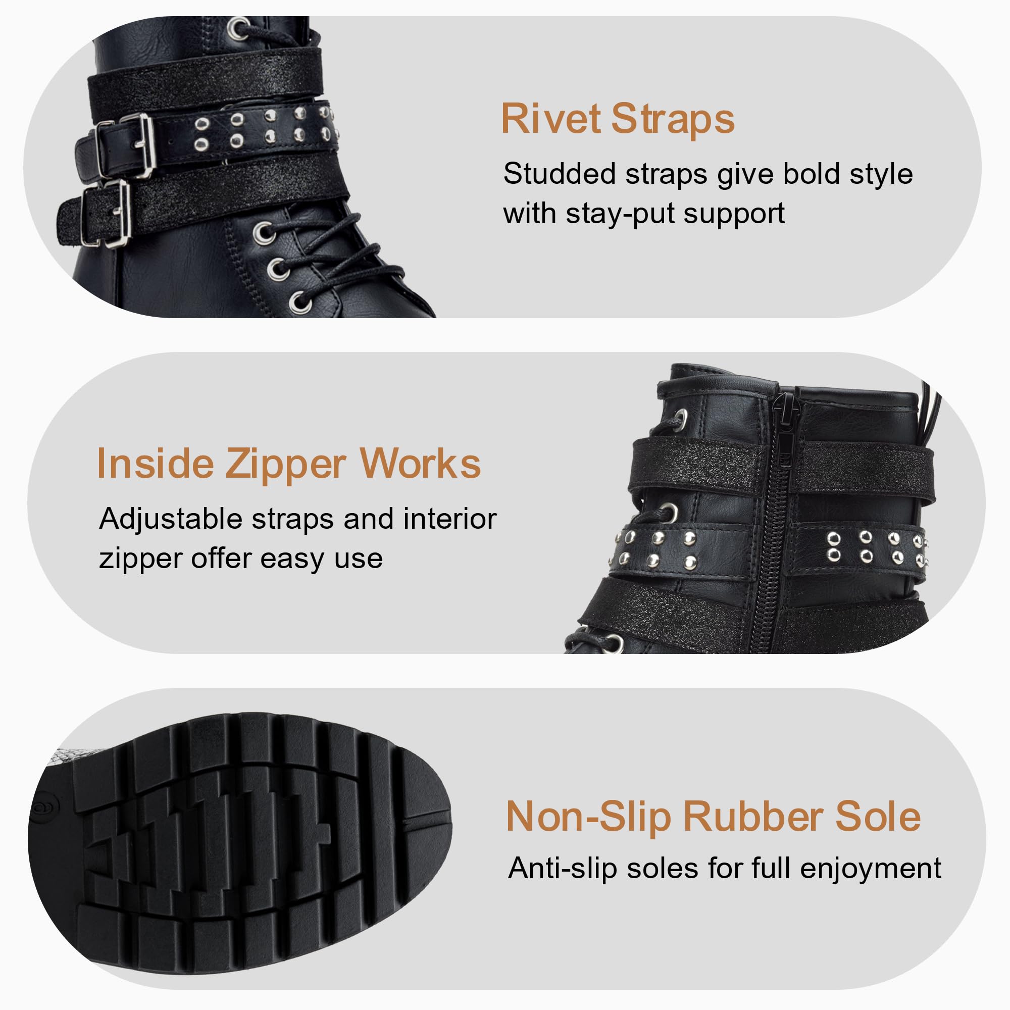 Vepose Women's 916 Ankle Boots, Combat Lace up Short Booties with Inside Zipper: 10 Black
