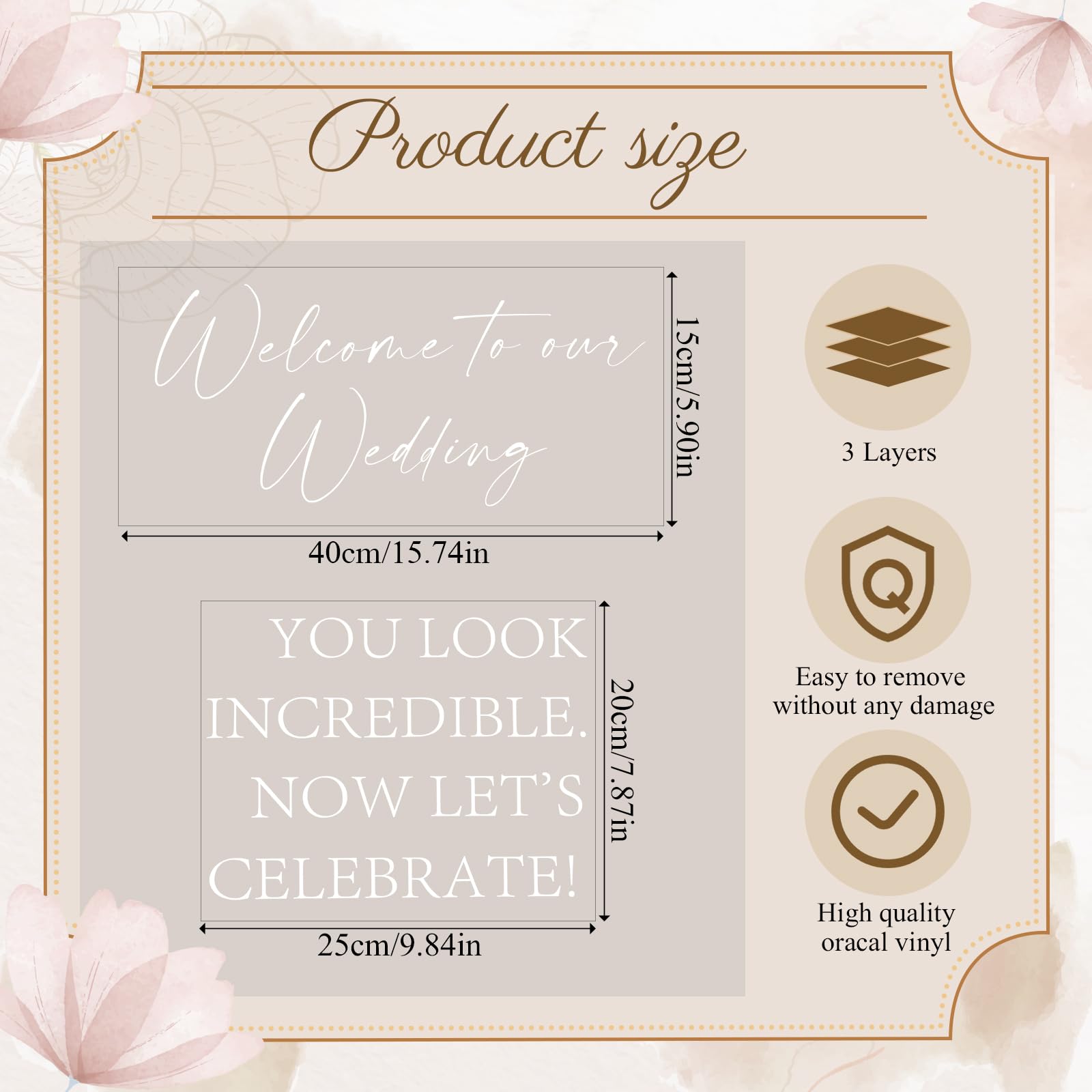 Watersay 2 Pcs Welcome to Our Wedding Mirror Decal Vinyl Lettering Decal Sticker Removable Letters Wedding Decals for Mirrors Glass Window Sign Marriage Decoration(White)