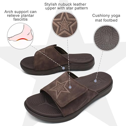 Miniatura 2 de KuaiLu Sandalias deportivas para hombre con cojín suave y soporte de arco para fascitis plantar, puntera abierta, ajustables, para interiores y