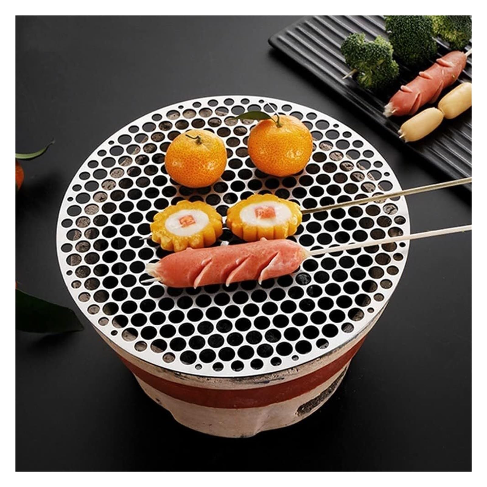 Artykuły do ​​pieczenia, Okrągła siatka do grilla BBQ, okrągła siatka do grilla ze stali nierdzewnej, mata do grilla, siatka do pieca węglowego, ruszt do grilla(26cm)