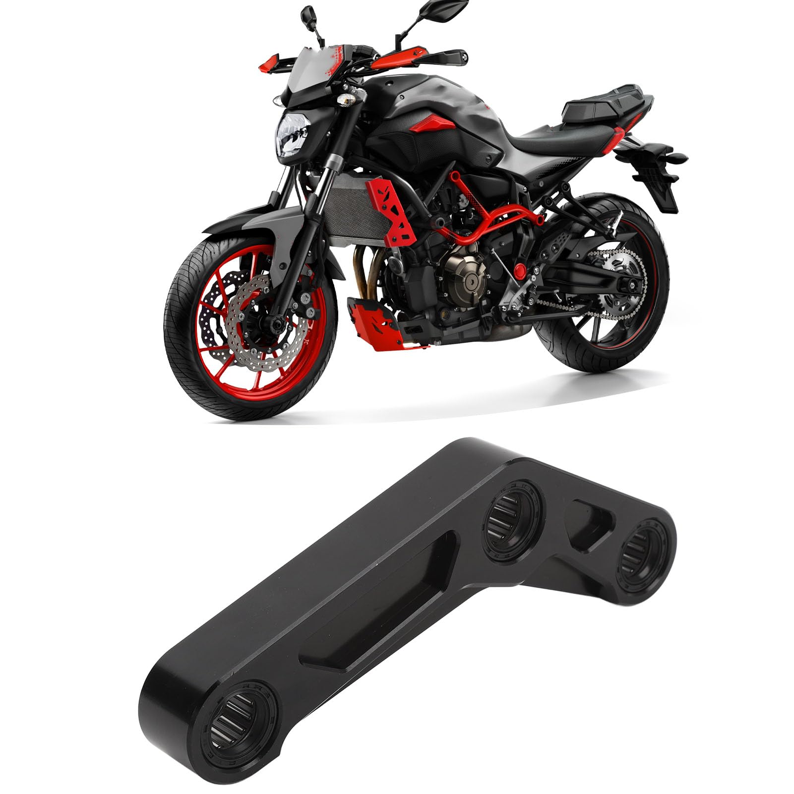 aqxreight Link di abbassamento posteriore in lega di metallo per moto, compatibile con MT07 YZF R7 2014 2024 ad alta velocità e stabilità (nero)