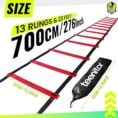 Miniatura 20 de Teenitor Escalera de agilidad Escalera de velocidad para fútbol, velocidad, fútbol, fitness, entrenamiento de pies, bolsa de transporte