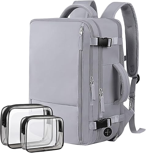 Hanples Mochila de viaje, mochila para laptop, mochila de mano para escuela y senderismo, Gris, Mochilas de viaje