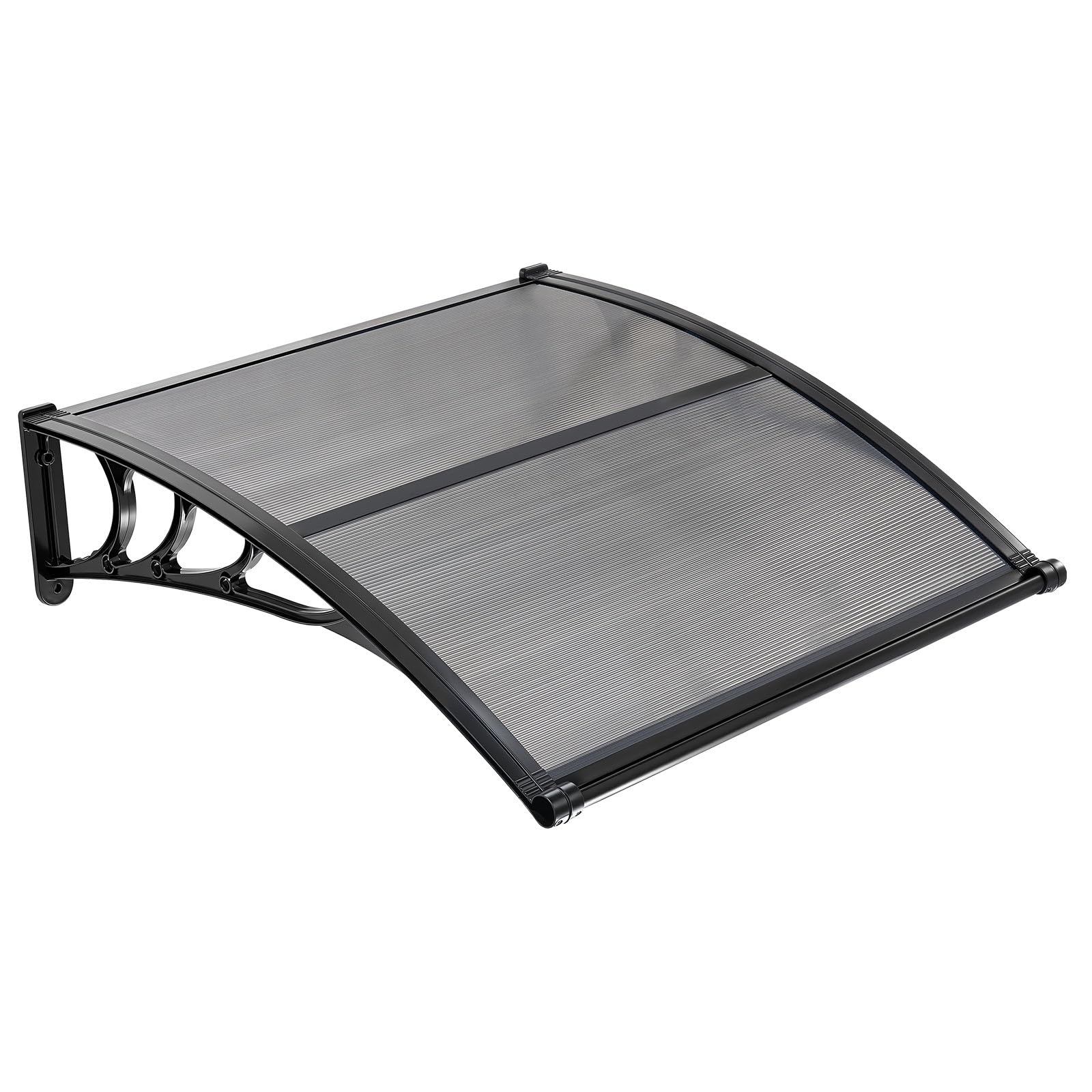 VEVOR Vordach für Haustür, 965x1017 mm, Pultbogenvordach, Überdachung mit Entwässerung & ABS-Halterung, Regen-, Schnee- & Sonnenschutz, Polycarbonat-Türdach für Veranda & Terrasse, Rauchgrau
