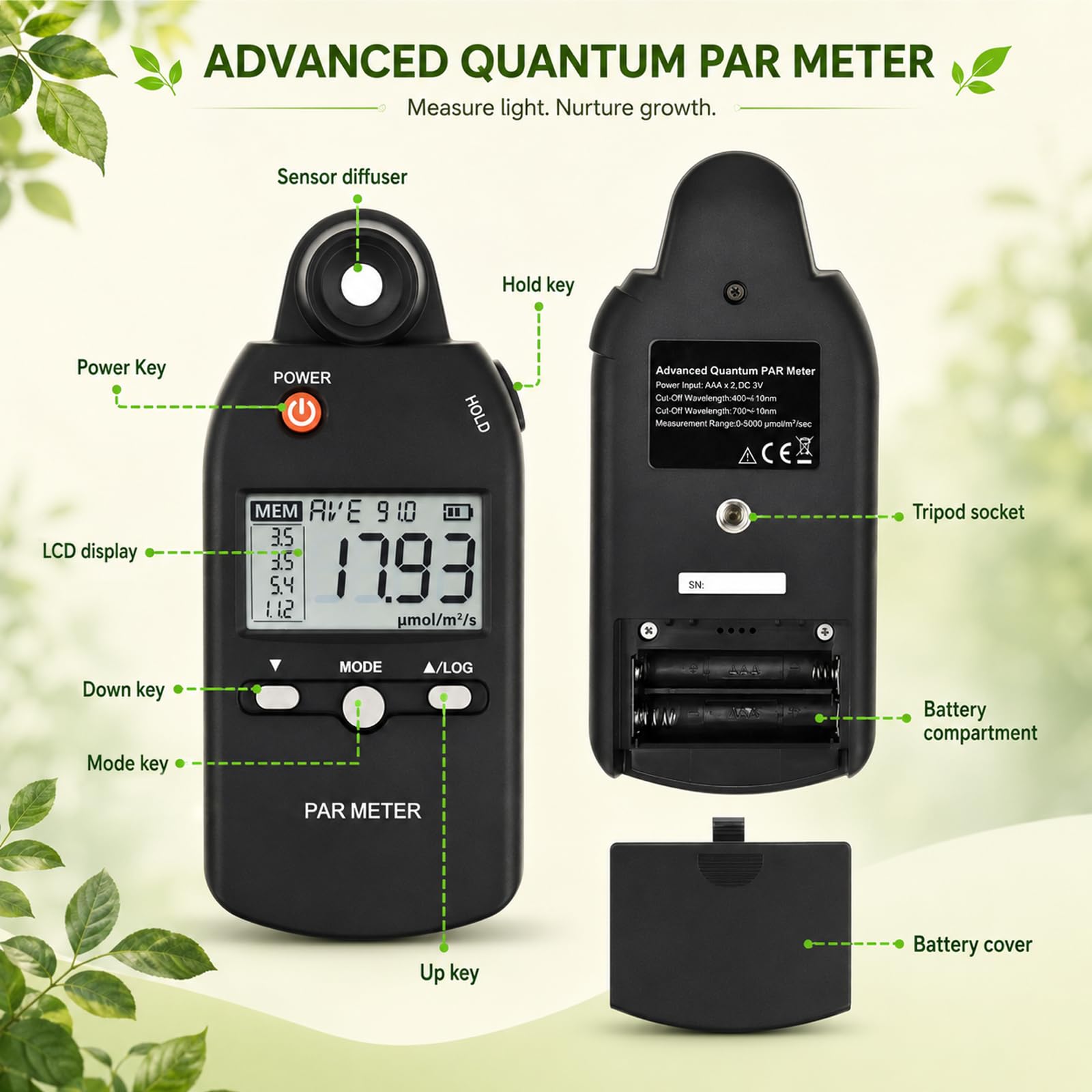 LED Grow Light PAR Meter - Precise Plant Light Measurement -7