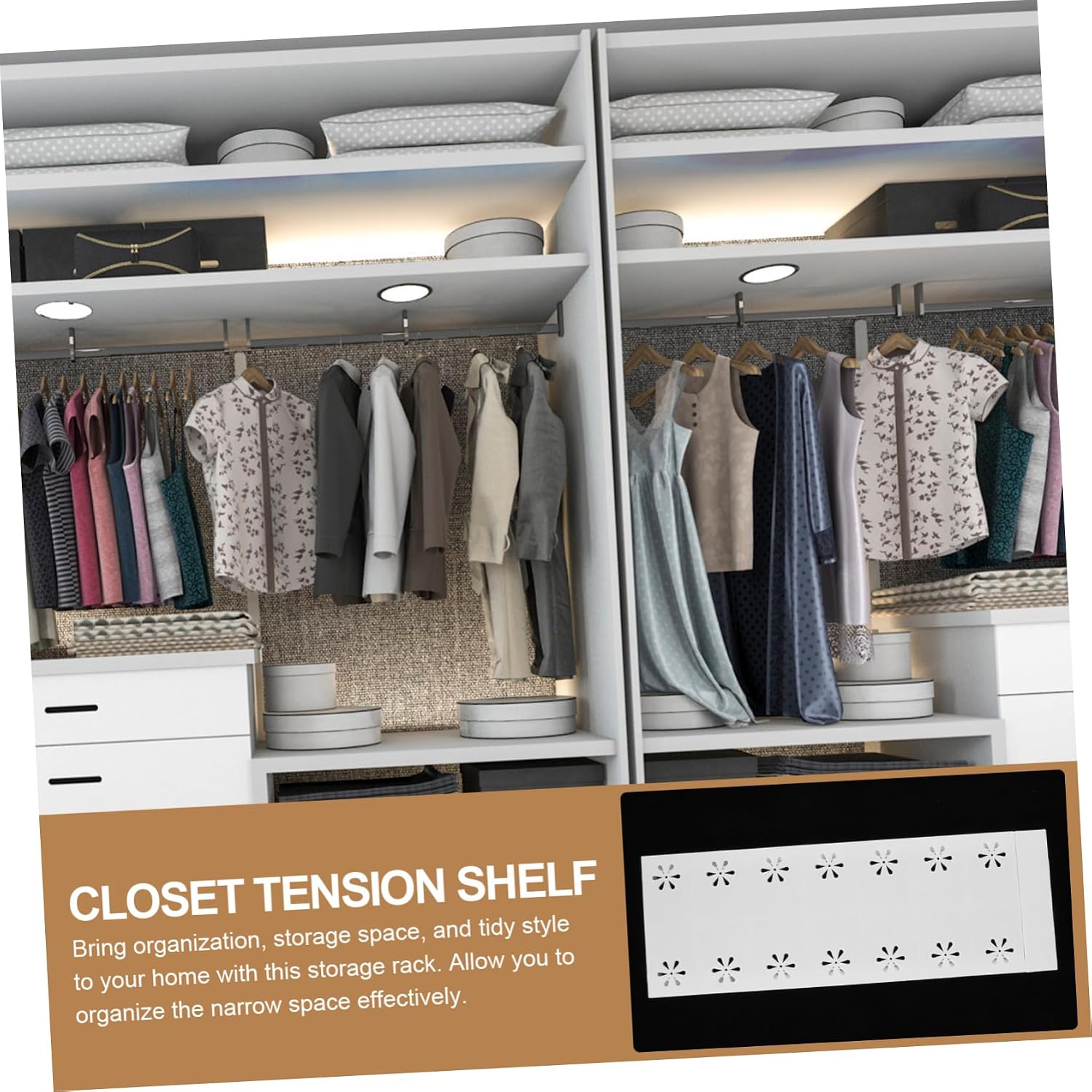 Expandable Tension Shelf Organizer Closet Storage Rack Adjustable for Wardrobe