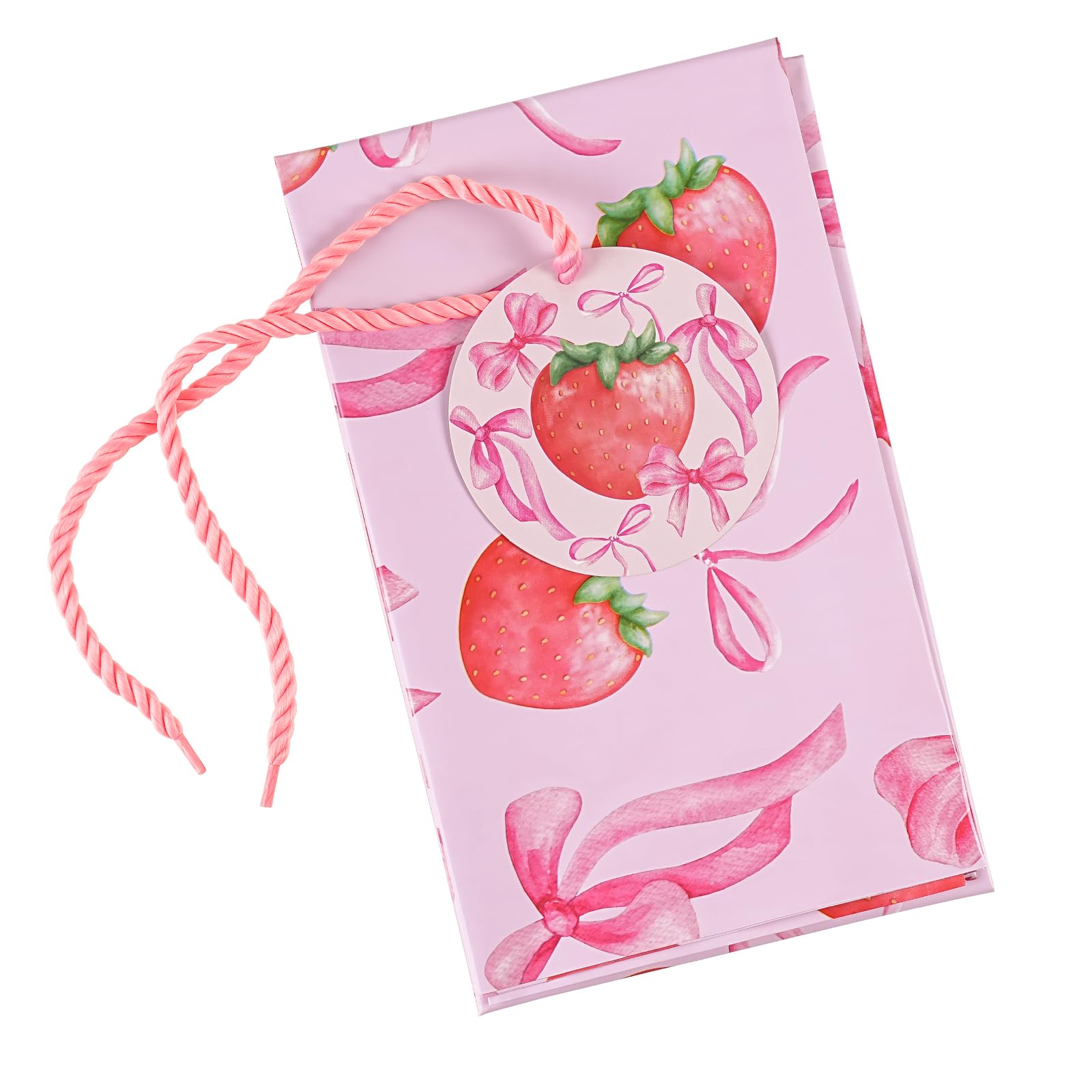 WRAPAHOLIC 56" Large Strawberry Bow Plastic Gift Bag - Pink Bow and Sweet Strawberry Jumbo Bike Bag Gift Wrap for Women Girls Birthday, Baby Shower, Wedding, Bridal Shower - 56" H x 36" W