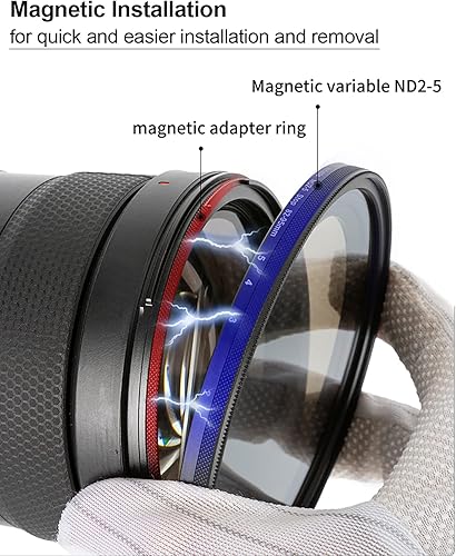 Miniatura 3 de Kase Wolverine - Filtro magnético de densidad neutra ND variable ND3-ND32 de 3.228 in (1.5-5 paradas) con anillo adaptador magnético para lente de