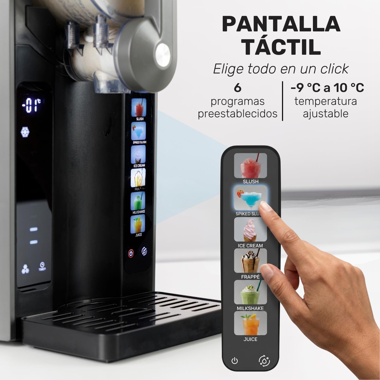 Taurus – Máquina de Granizados Ice Flow 2600 | Capacidad 1,6L | 6 Programas de Bebidas heladas y granizadas | Listas en 15 min | Diseño compacto | Pantalla Táctil | Autolimpieza + Apto Lavavajillas