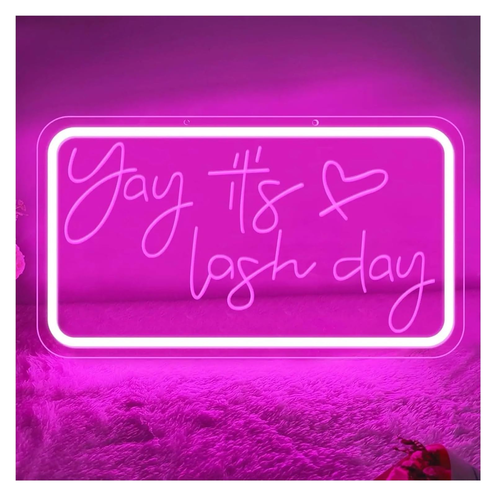 LEMST Sign Lamp Yay It's Lash Day Neon Light USB Powered, with Dimmer,for Salons, Beauty Rooms, Makeup Decor 39x22cm