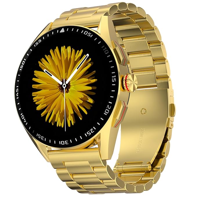 Fire-Boltt Invincible Plus 36.32mm (1.43 inch) AMOLED Display Smartwatch Bluetooth Calling, TWS Connection, 300+ Sports Modes, 110 in-Built Watch Faces, 4GB Storage & AI Voice Assistant (Gold SS)