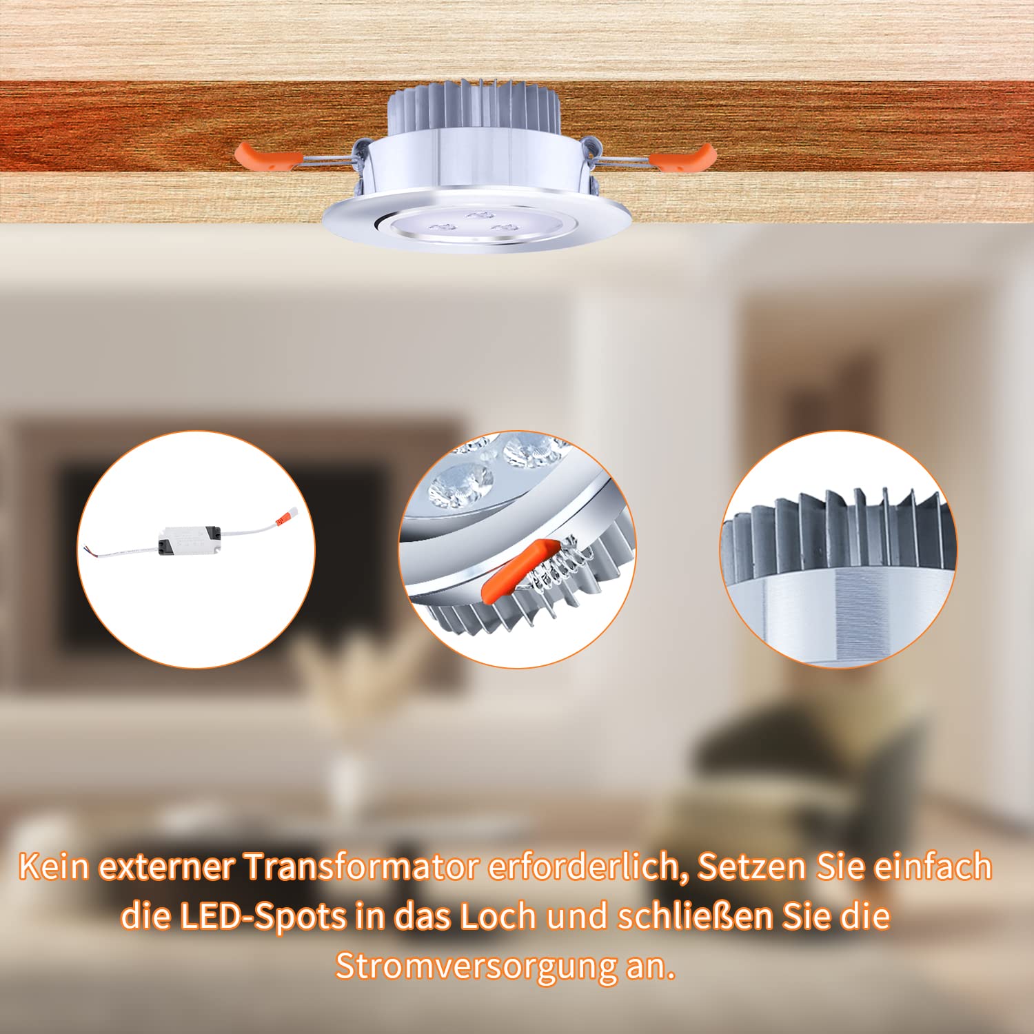 Fiqops LED Einbaustrahler 230V 20 Stück,LED Spots 3W warmweiß schwenkbar,Flach Deckenspots flach Deckenleuchte 68mm EinbauØ 40mm Einbautiefe für Badezimmer Kche Wohnzimmer Korridor
