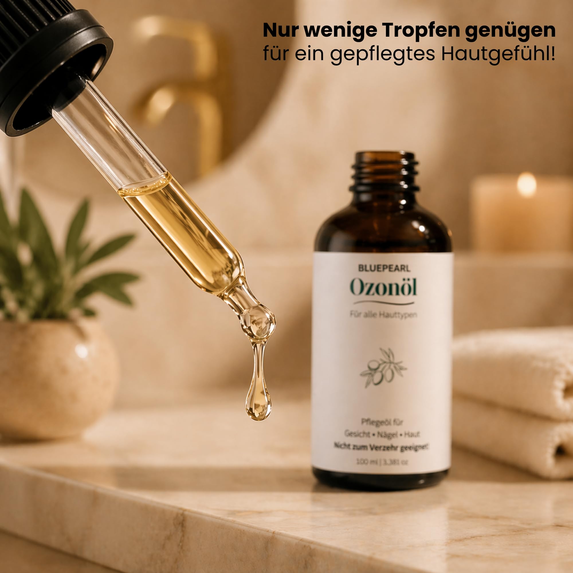 Huile d'ozone 100 ml – Huile d'olive naturelle avec ozone | Fabriquée en Autriche | Contre l'acné, les imperfections, les infections fongiques, les piqûres d'insectes | Remplie à la main et ozonisée