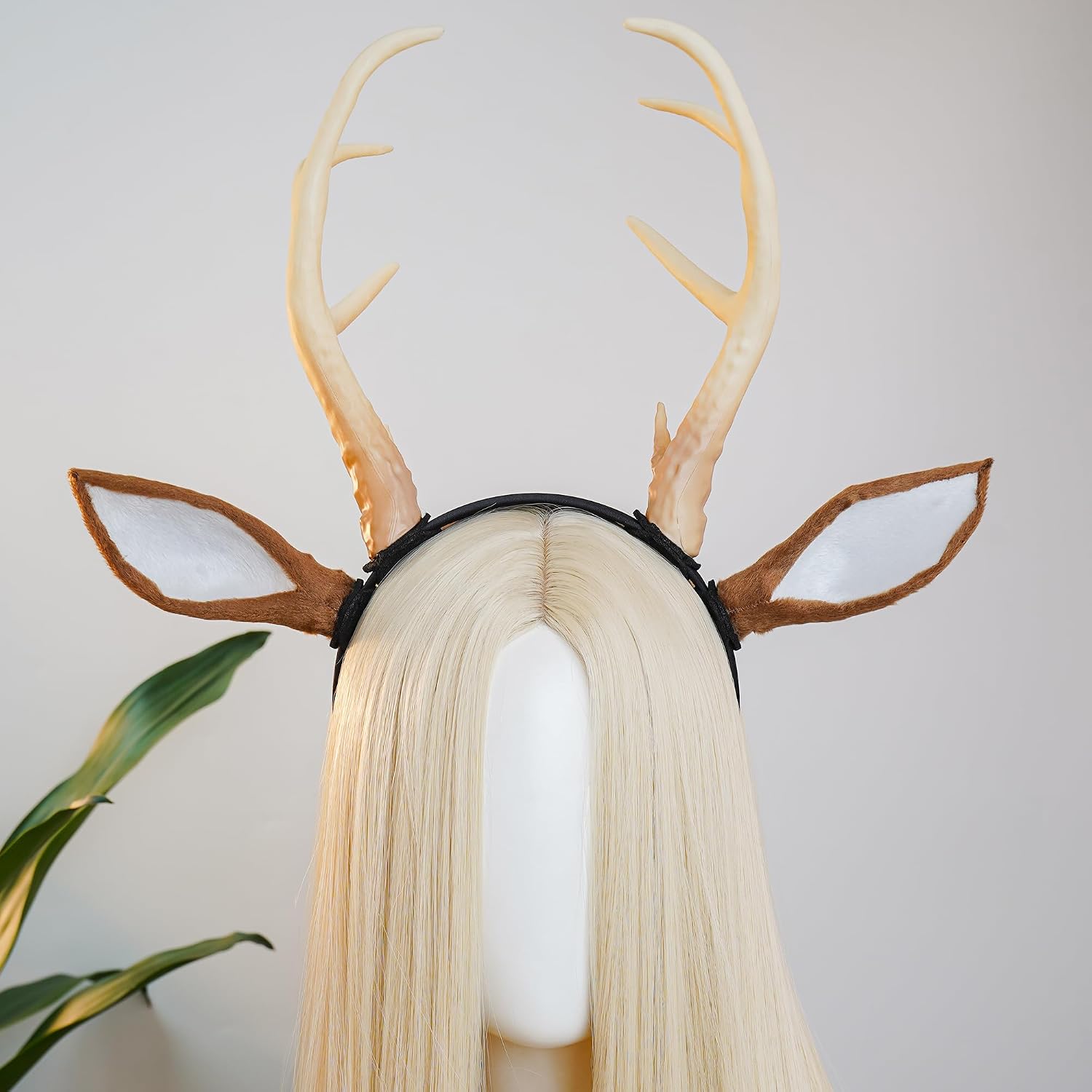 MOSTORY Antler Deer Ear Headband - Reindeer Horns Hairband for Adult Antlers Headpiece for Cosplay Renaissance Renfaire