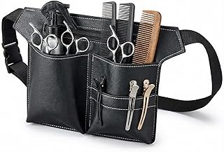 Saco de cabeleireiro de pele PU, cinto porta-ferramentas profissional para salão de cabeleireiro, saco para tesouras portátil grande tamanho preto para pentes e ferramentas de cabeleireiro