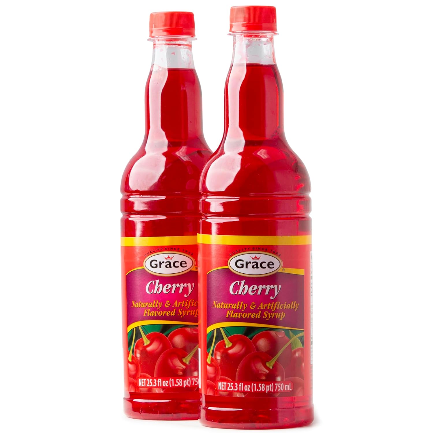 Grace Jamaican Cherry Syrup 25.5 oz - 2 Pack - Authentic Jamaican flavored Syrups
