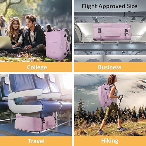 Vista 115 de Taygeer Mochila de mano para mujer, mochila de viaje de 35 litros para mujer, aprobada por aerolíneas, bonita bolsa de viaje para artículos Azul