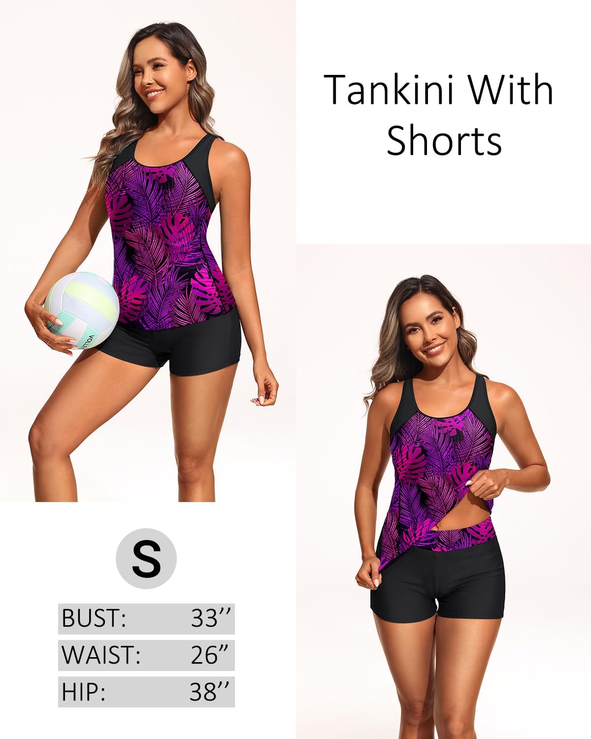 Daci Women 2 Piece Tankini Swimsuit - 2025 Tummy Control Sporty Bathing Suit Color Block Swim Tank Top with Boy Shorts - Image 3