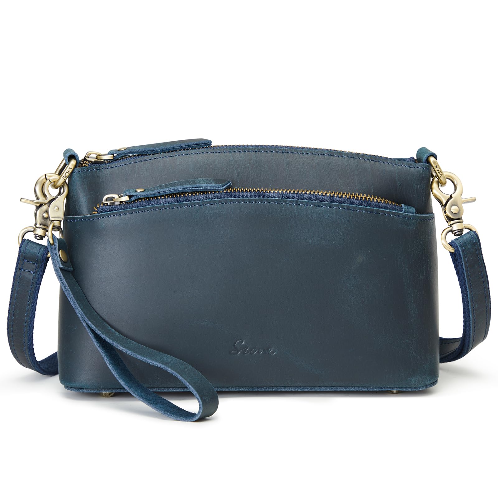 S-ZONE Small Genuine Leather Crossbody Bags for Women Purse and Handbag Wristlet