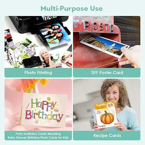 Miniatura 5 de Paquete de 100 tarjetas gruesas de color blanco perlado brillante de 5 x 7 pulgadas, papel de cartulina blanco perla para invitaciones, tarjeta de