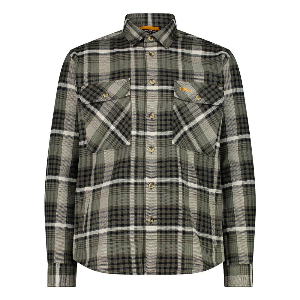 CMP - Men's Flannel Shirt, Olive-Black-White, 54