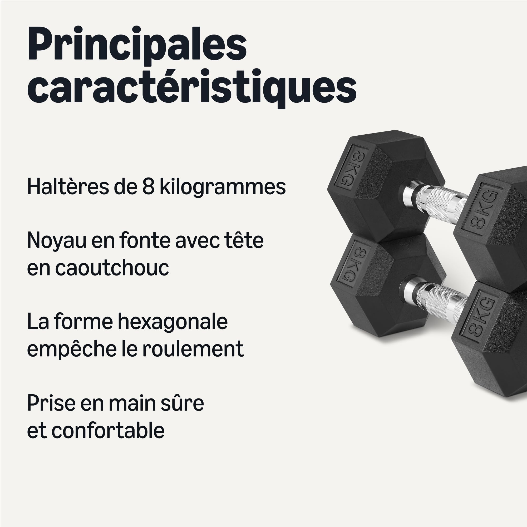 Amazon Basics Rubber Encased Hex Dumbbell Weights Set