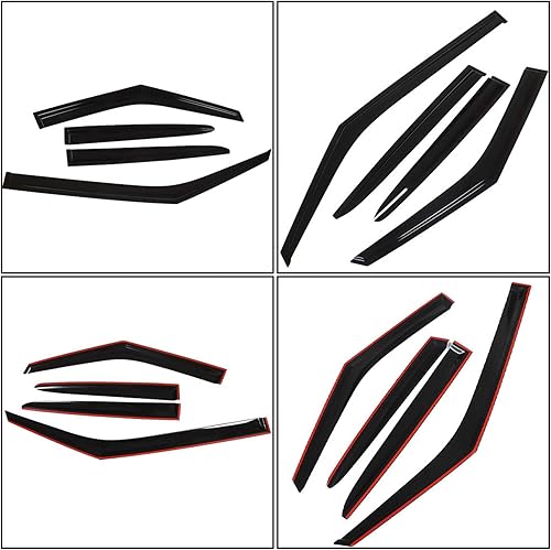 Miniatura 3 de WFLNHB Exterior 4 piezas negras viseras de ventana sombra sol lluvia protector de viento cubierta acrílico reemplazo para Hyundai Veloster 2011 2012