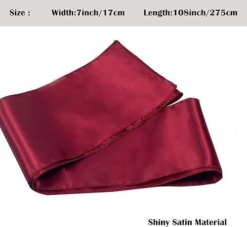 Miniatura 5 de Maiangel Bandas de satén para silla, 50 lazos para silla, bandas traseras para bodas, fiestas, eventos, banquetes, decoración de sillas (borgoña)