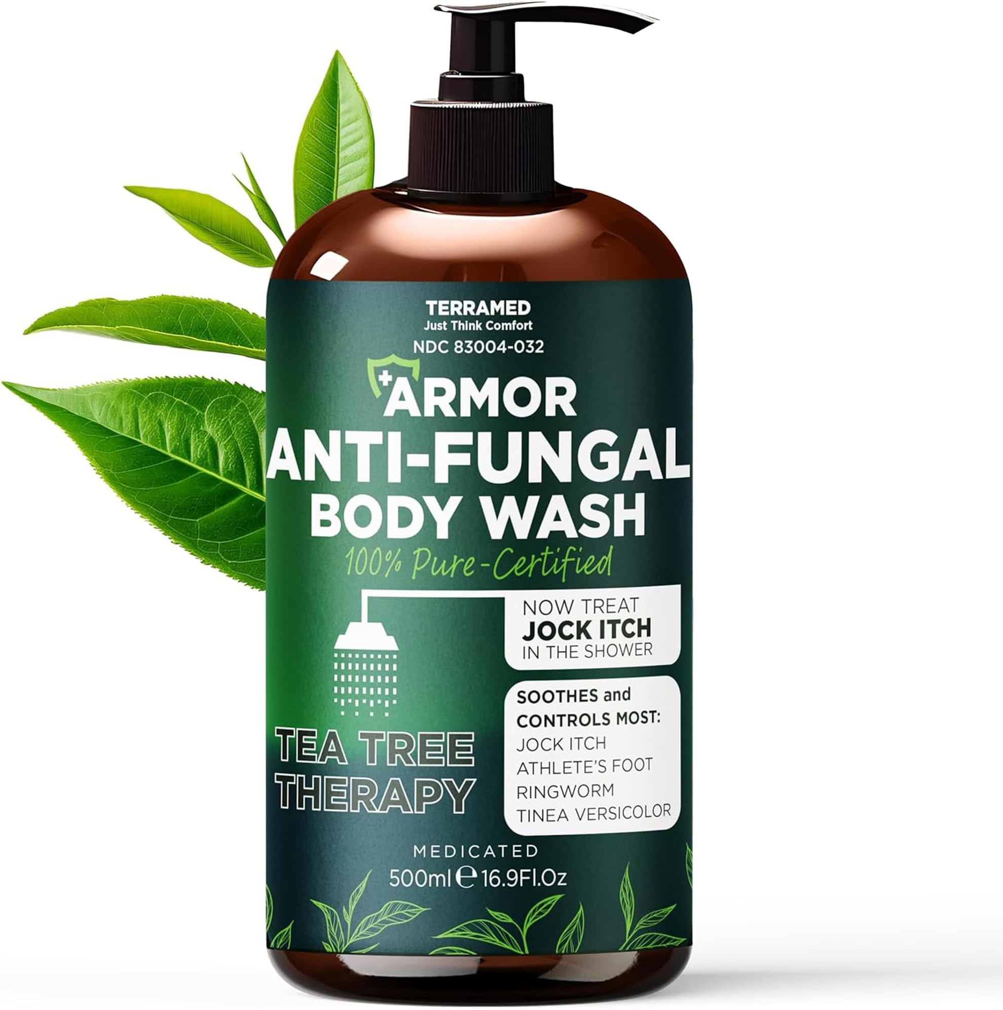 Antifungal Body Wash with Tea Tree Oil | Antifungal Soap Treats Ringworm, Back Acne, Eczema & Jock Itch | Antifungal Body Soap For Men And Women (16.9 oz)
