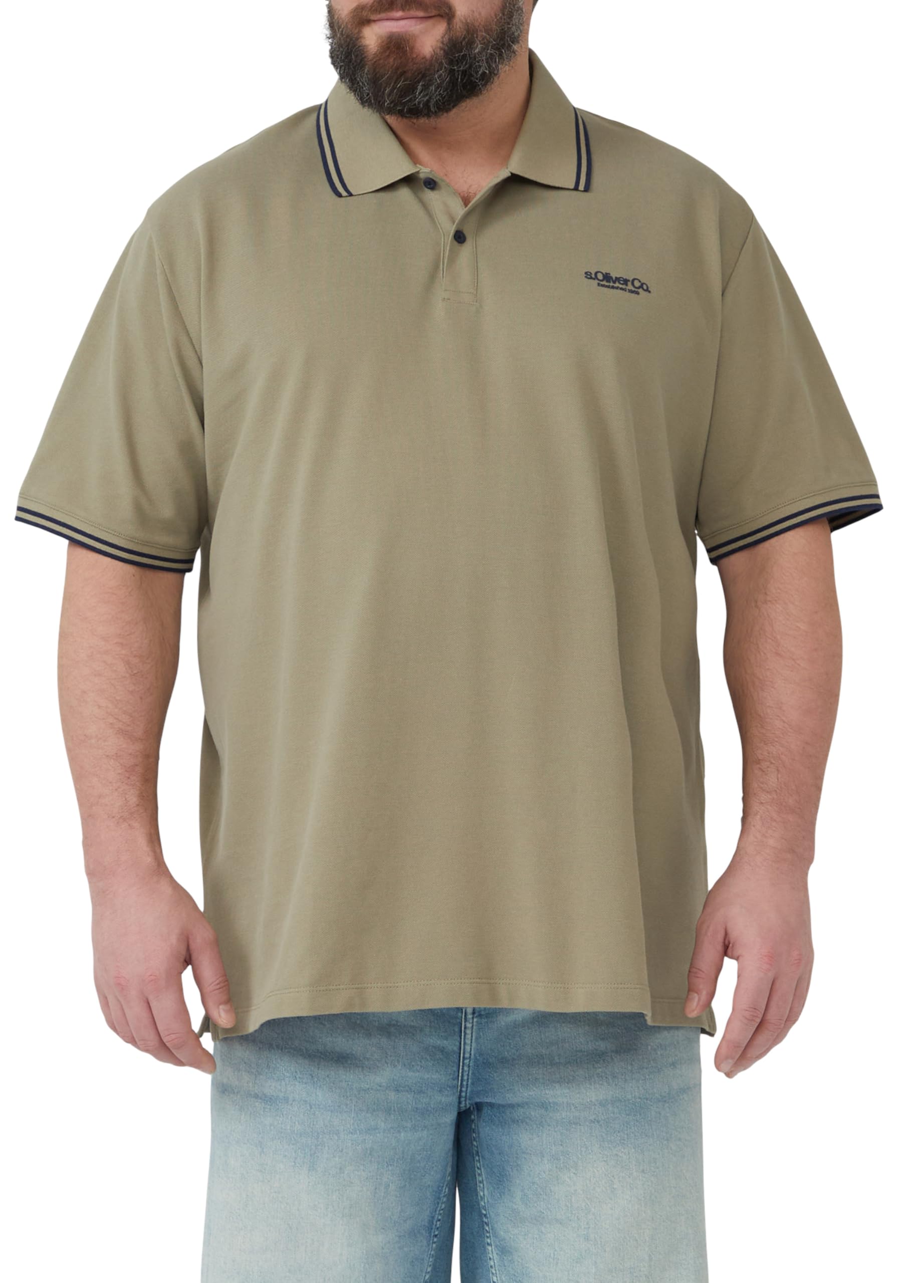 s.Oliver Piqué-Poloshirt mit Kontrastdetails und Logo