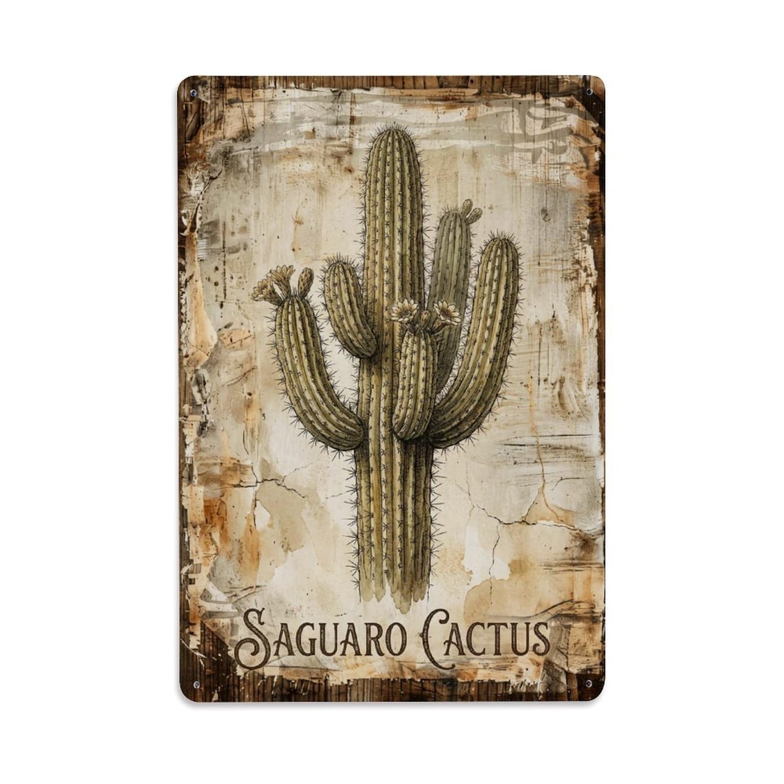Saguaro Cactus Desert 1 Vintage Metal Tin Sign Plaque Wall Decor for Cafe, Club, Garden Metal Poster 8x12Inch