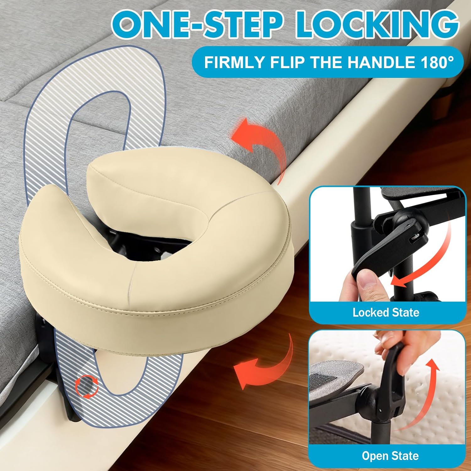 Massage Headrest for Bed, Massage Home Mattress Top Massage Kit, Adjustable Headrest Face Cushion Massage Table at Home, After Eye Surgery Adjustable Headrest Face Pillow Cradle (Yellow)