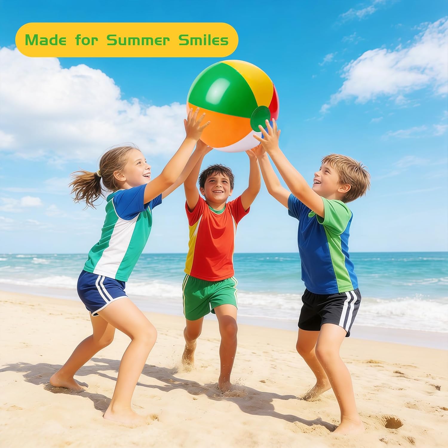 16 Pack Assorted Inflatable Beach Balls (8", 14", 16", 24"), Rainbow Beach Balls Colorful Blow Up Sport Balls for Swimming Pool, Beach, Summer Party Decor & Outdoor Activity