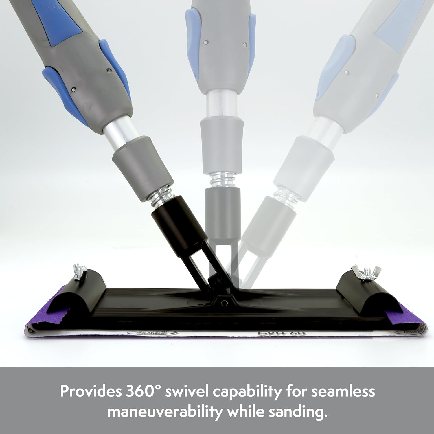 Axus Decor Reach Pole Sander (Grey Series) 360 Degree Swivel Ability - Poler Sander Head - Compatible with All Abrasive Paper & Fits Most Extension Pole - for Professional Contractor & DIY Enthusiasts