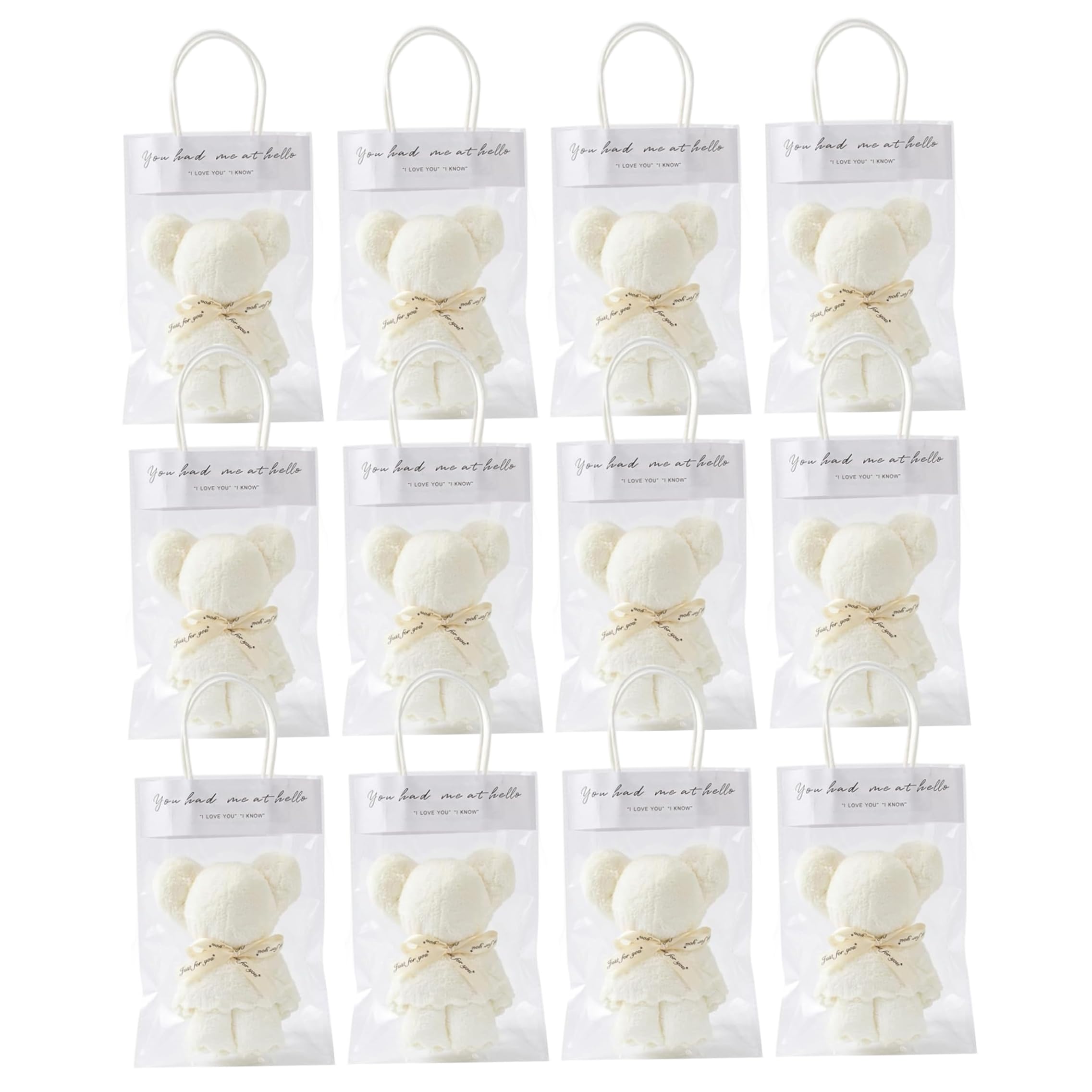 Toallas de oso suaves de lana coral absorbentes con bolsas para recuerdos