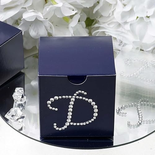 Efavormart - Paquete de 12 calcomanías autoadhesivas con monograma de diamantes de imitación transparentes de 1.5 pulgadas