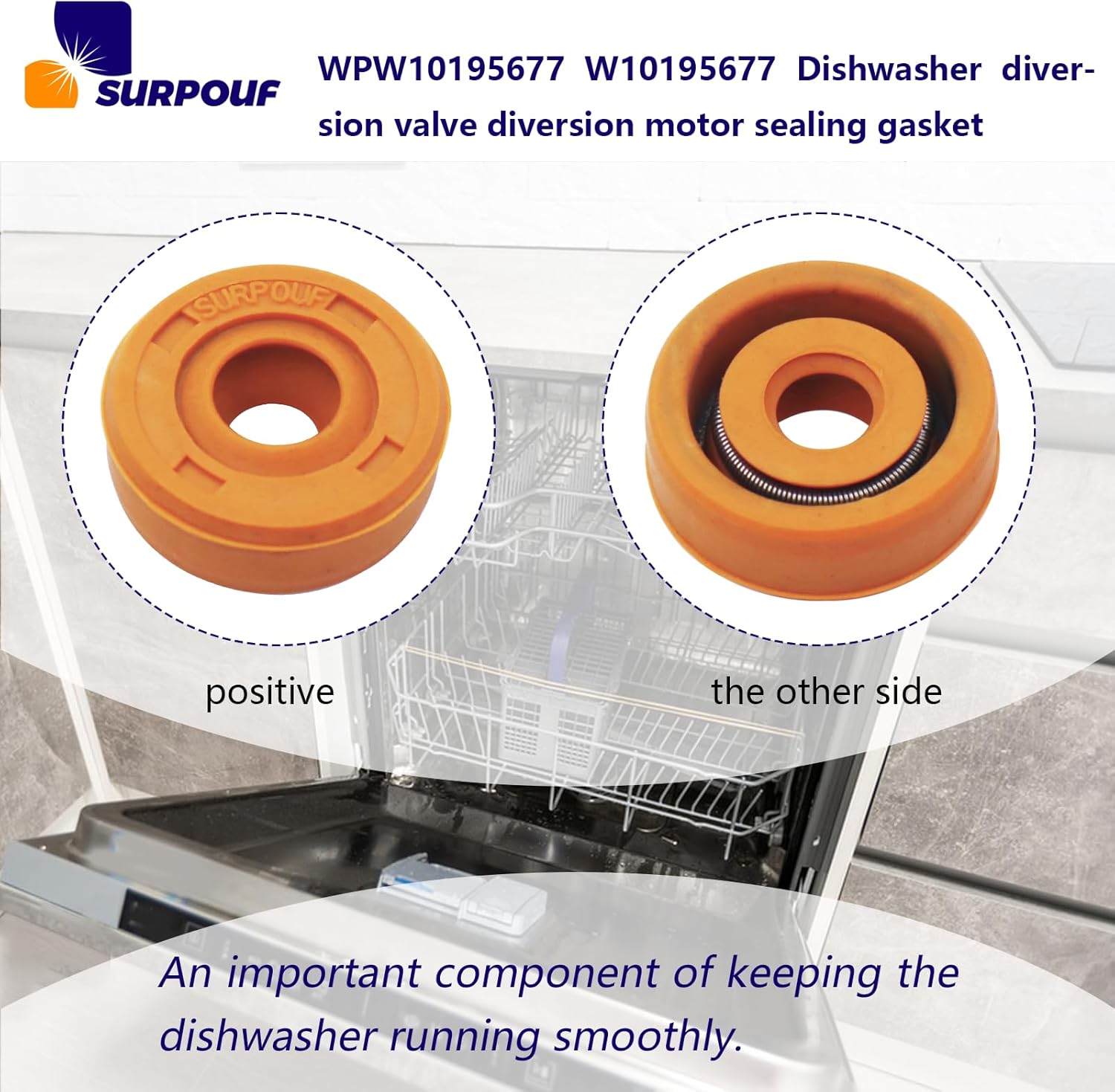 W10195677 WPW10195677 Dishwasher Diverter Valve Seal Grommet Compatible with Whirlpool Replaces 2116942 AP6016787 PS11750080 EAP11750080(2-Pack)