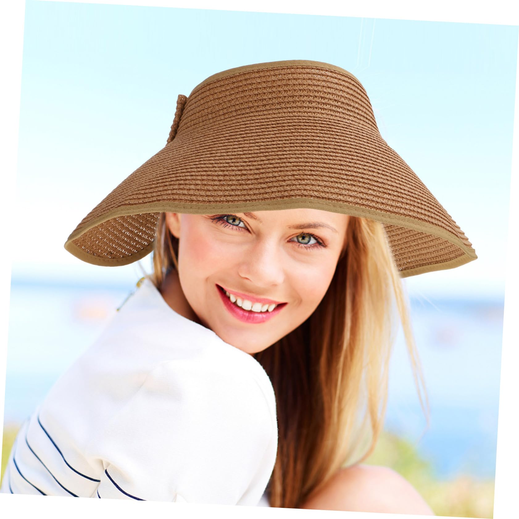 2st Strandhut Uv Spitze Hüte Mit Breiter Krempe Für Damen Visier Für Frauen Sonne Stroh Schirmmützen Für Damen Kappe Lüfter Voll Visiere Für Frauen Falthut Coffee