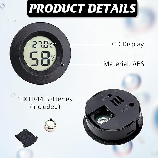 3Pcs Digital Hygrometer Thermometer Round LCD Temperature Humidity Monitor for Greenhouse Home Office Babyroom Basement Christmas New Year Gifts(Black) (3Pcs Black) - 5