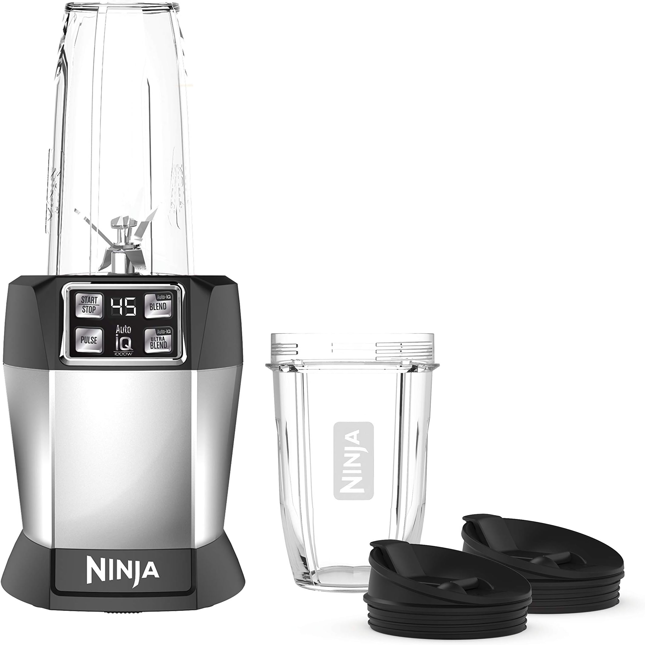 Ninja BL480D Nutri Ninja with 1000 Watt Auto-IQ Base for Juices, Shakes & Smoothies Personal Blender 18 and 24 oz. Black/Silver