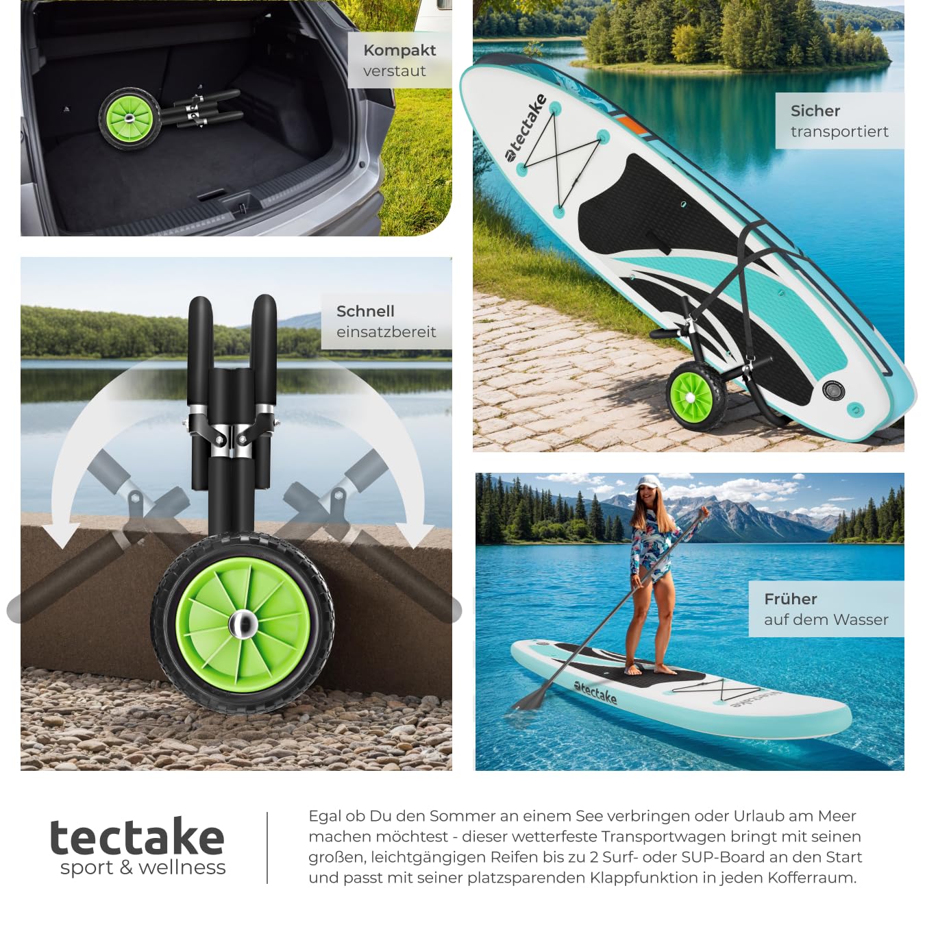 SUP Transportwagen Klappbar - Aluminium Trolley Für Surfbrett