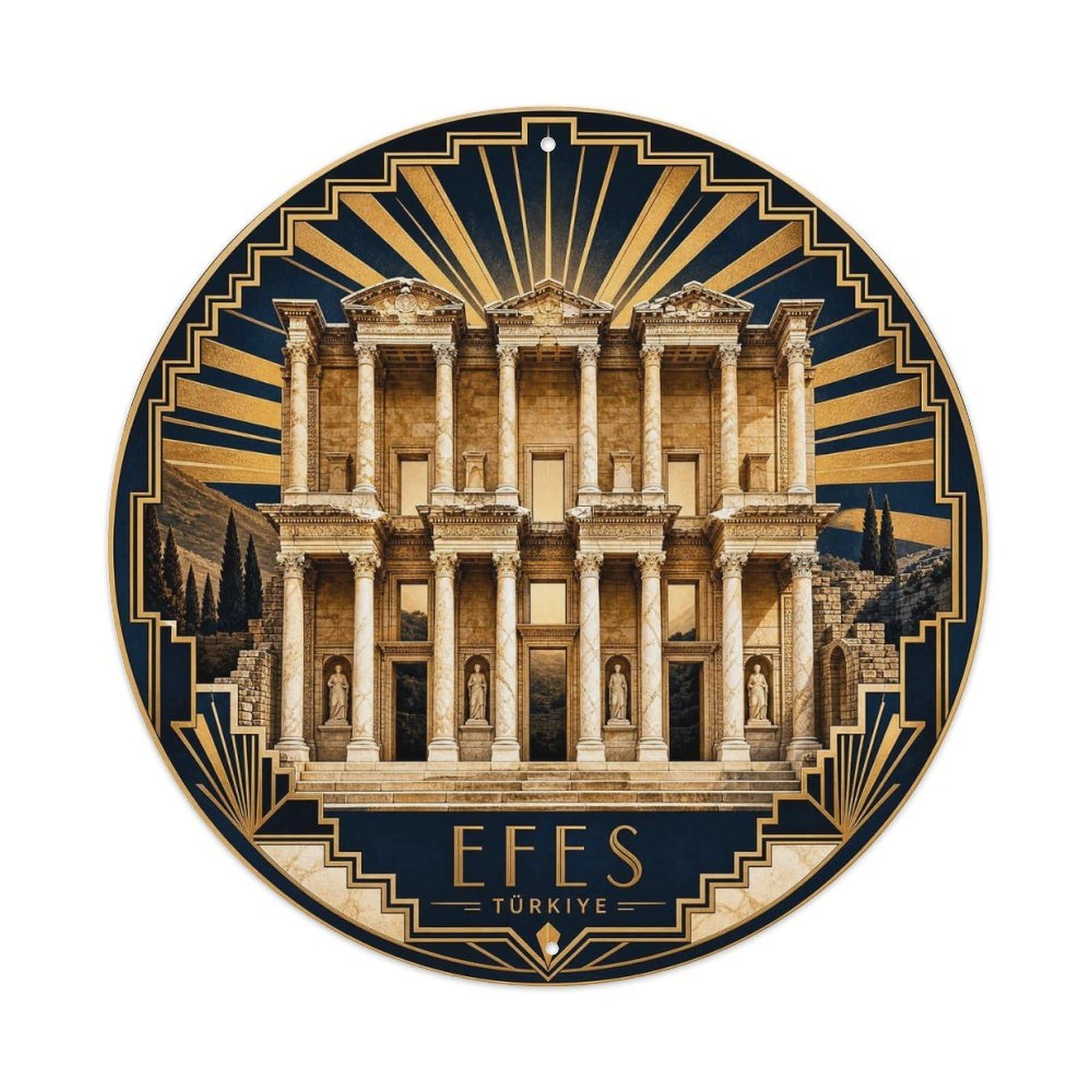 Ephesus Turkey Ancient Library Heritage Deco Style Metal Tin Sign