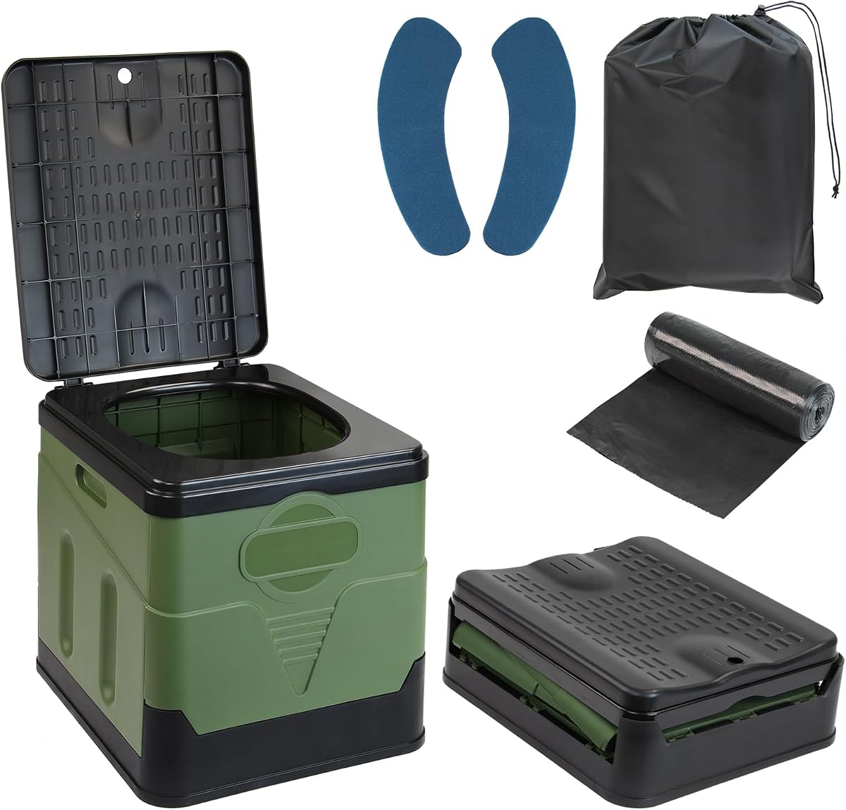 Montafox Faltbare Campingtoilette max 150 kg Mobile Toilette WC Klapptoilette Trockentoilette 12 Toilettenbeuteln